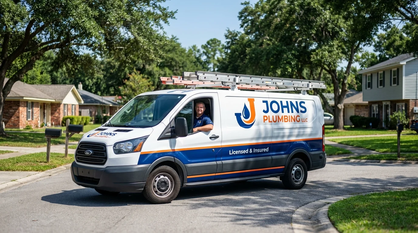 Johns Plumbing LLC service van in North Smithfield, RI