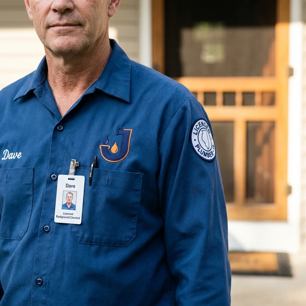 Licensed plumber showing ID badge in North Smithfield, RI
