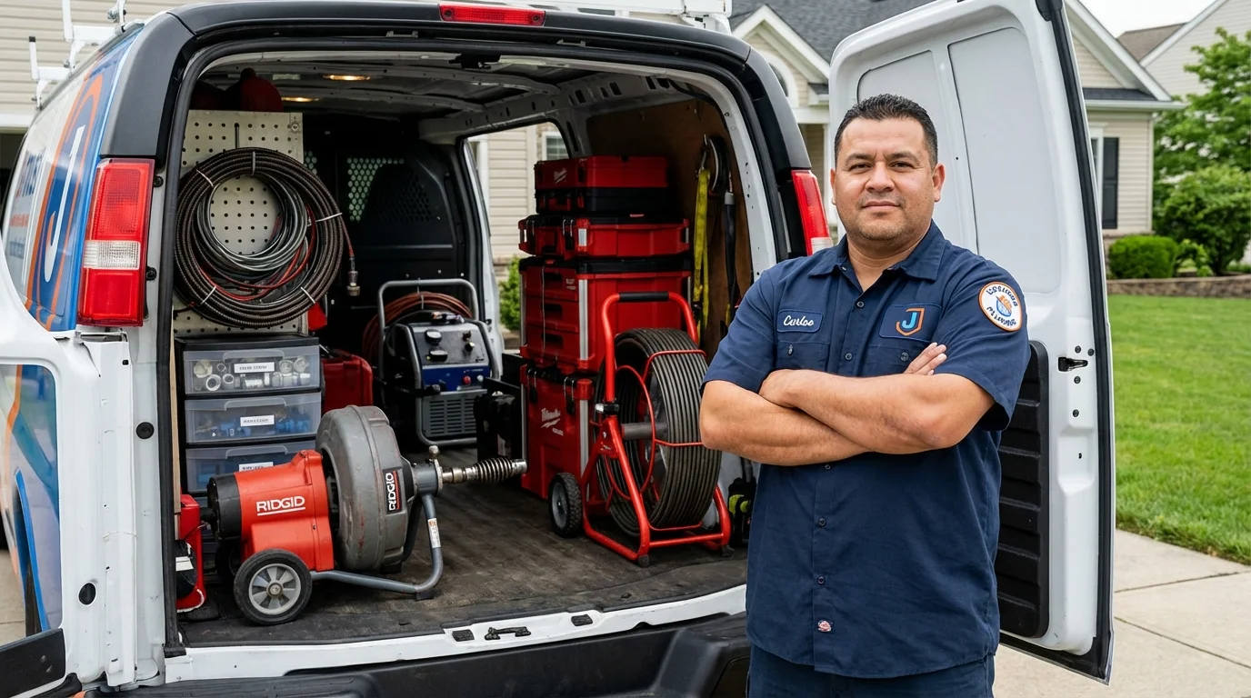 Professional drain cleaning equipment and Johns Plumbing LLC plumber in North Smithfield