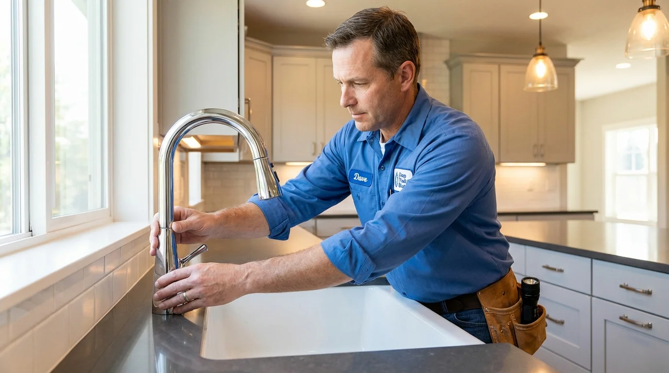 Kitchen faucet installation by Johns Plumbing LLC in North Smithfield