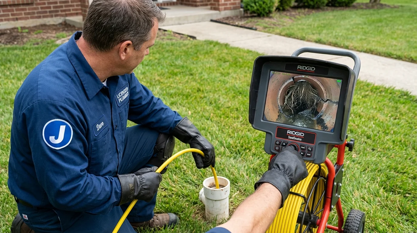 Sewer camera inspection being performed by Johns Plumbing LLC in North Smithfield